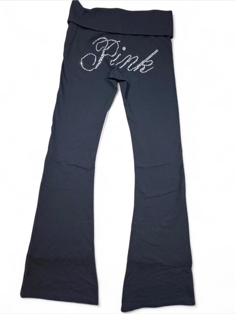 Victoria’s Secret PINK Rhinestone Yoga Pants Flare Y2K Black